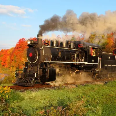 a steam train on a track with smoke coming out of it