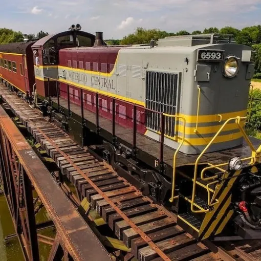 a train on a steel track