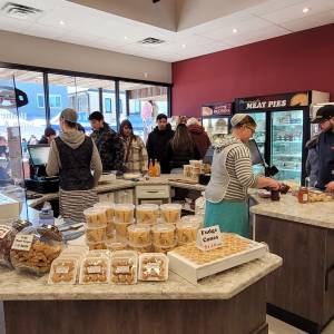 a group of people performing on a counter