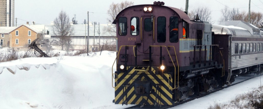 a train covered in snow