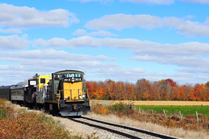 a large long train on a track