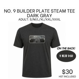 Dark gray T-shirt with 'Montreal Locomotive Works' on the front, priced at $30.